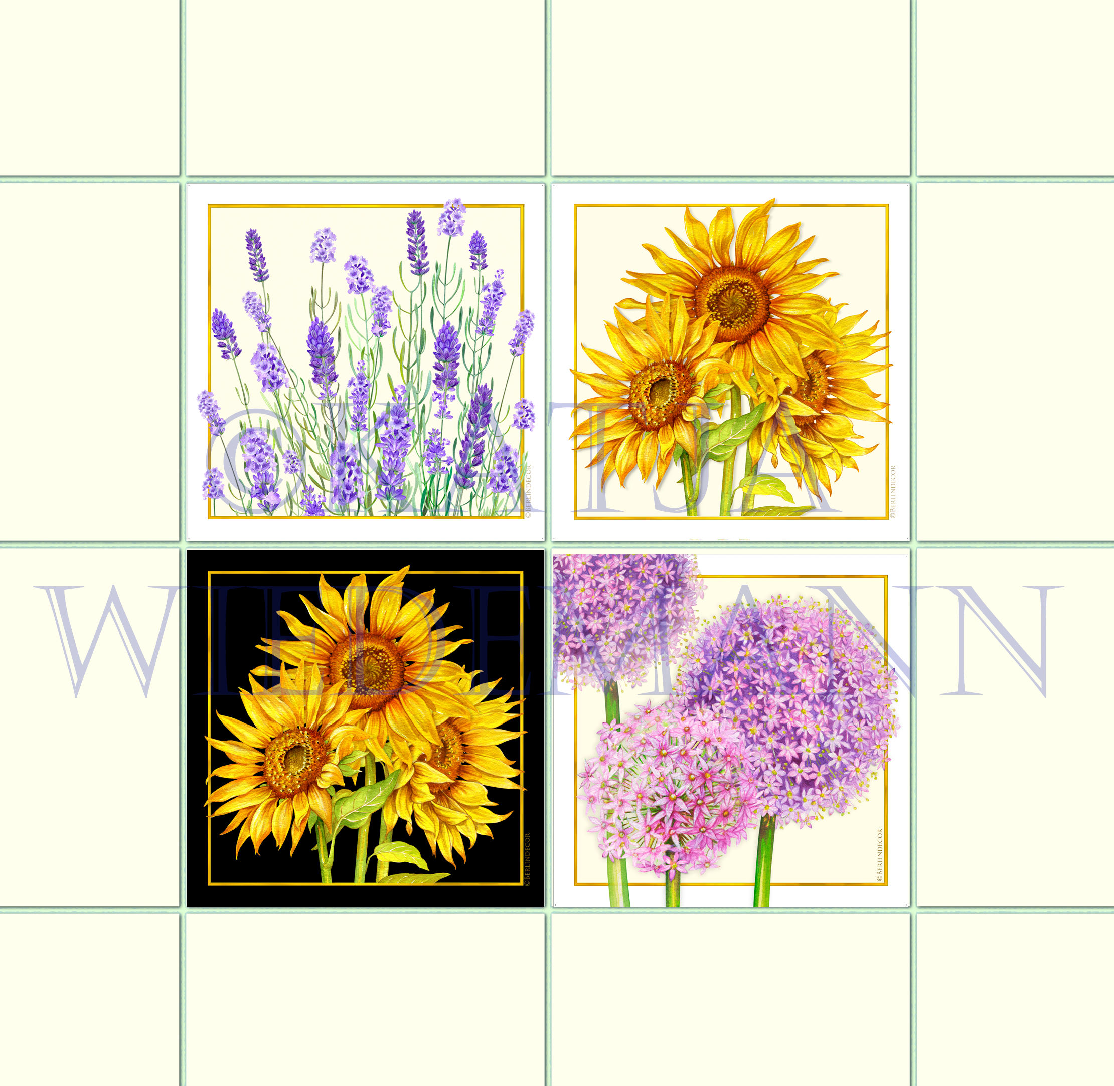 Fliesen "Sonnenblume Allium Lavendel"