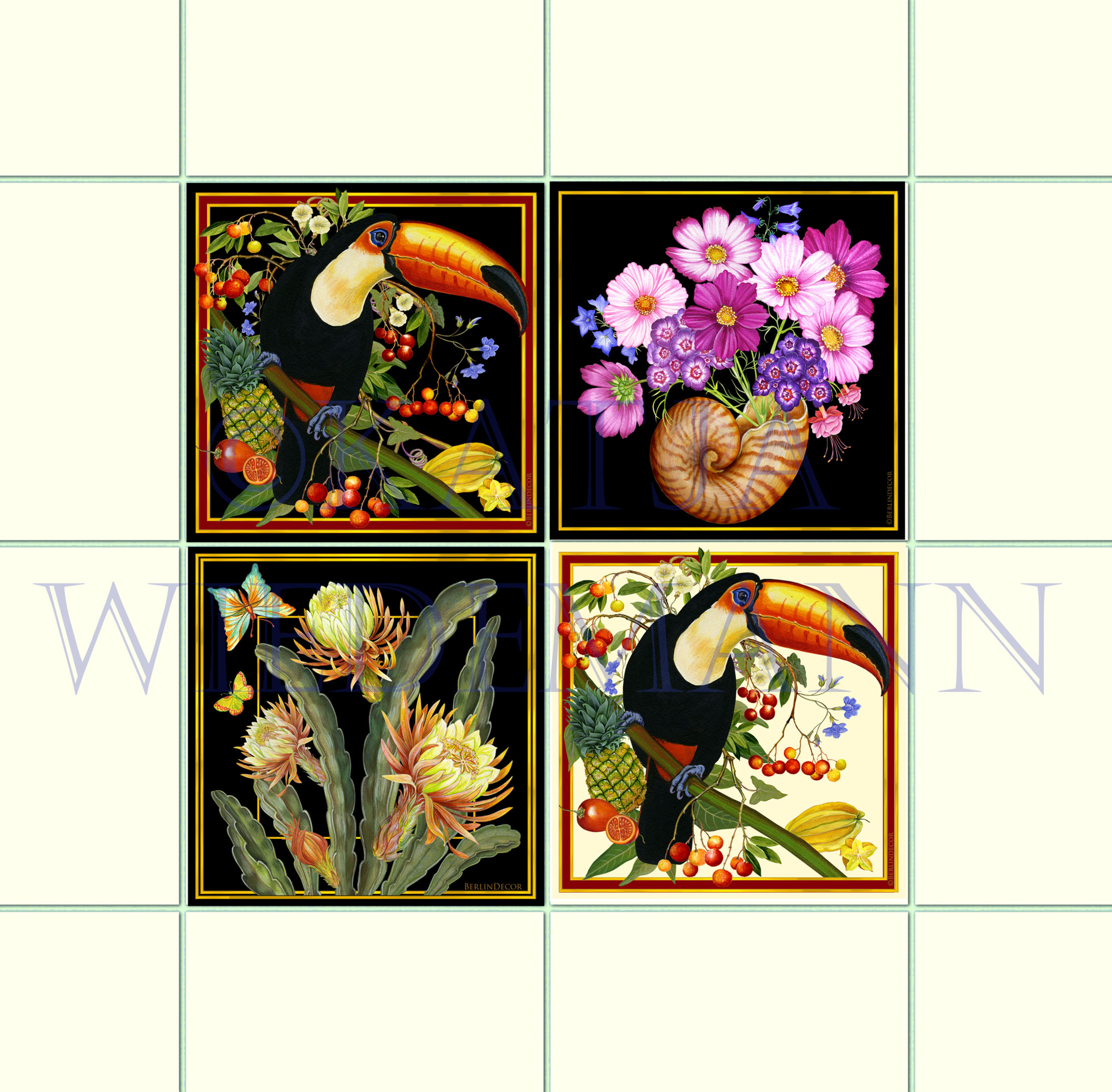 Fliesen "Tucan Nautilus Königin der Nacht"