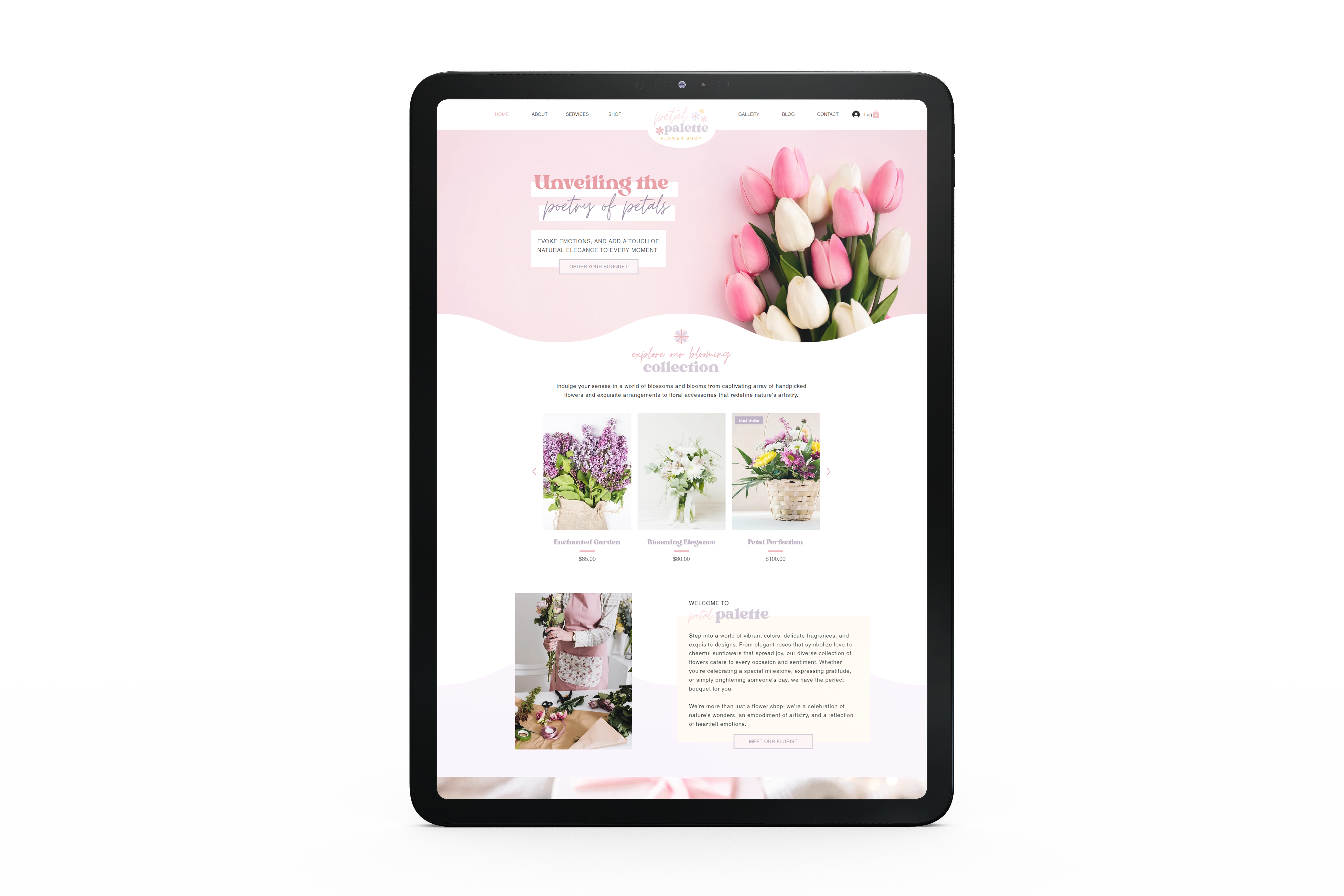 Wix Website Template, Wix Website Design, Flower Shop Website, eCommerce website, Website for Florist, Playful Website