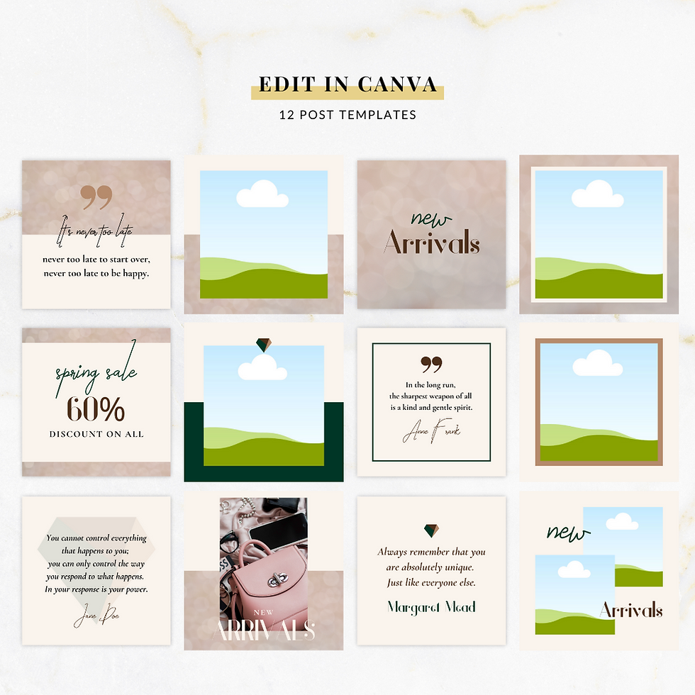 Thumbnail: Boho Instagram Post Templates, Premade Canva Instagram Posts