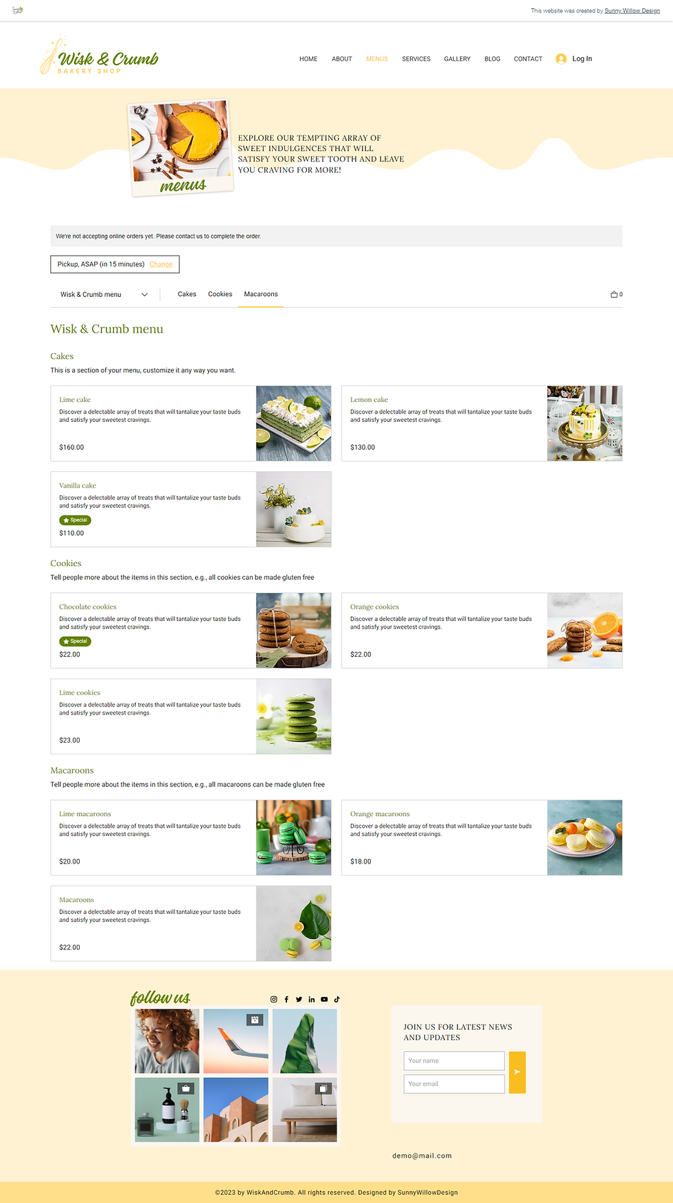 Thumbnail: Wix Website Template, Wix Website Design, Bakery Website, Food Website, Cooking Website, Catering Website