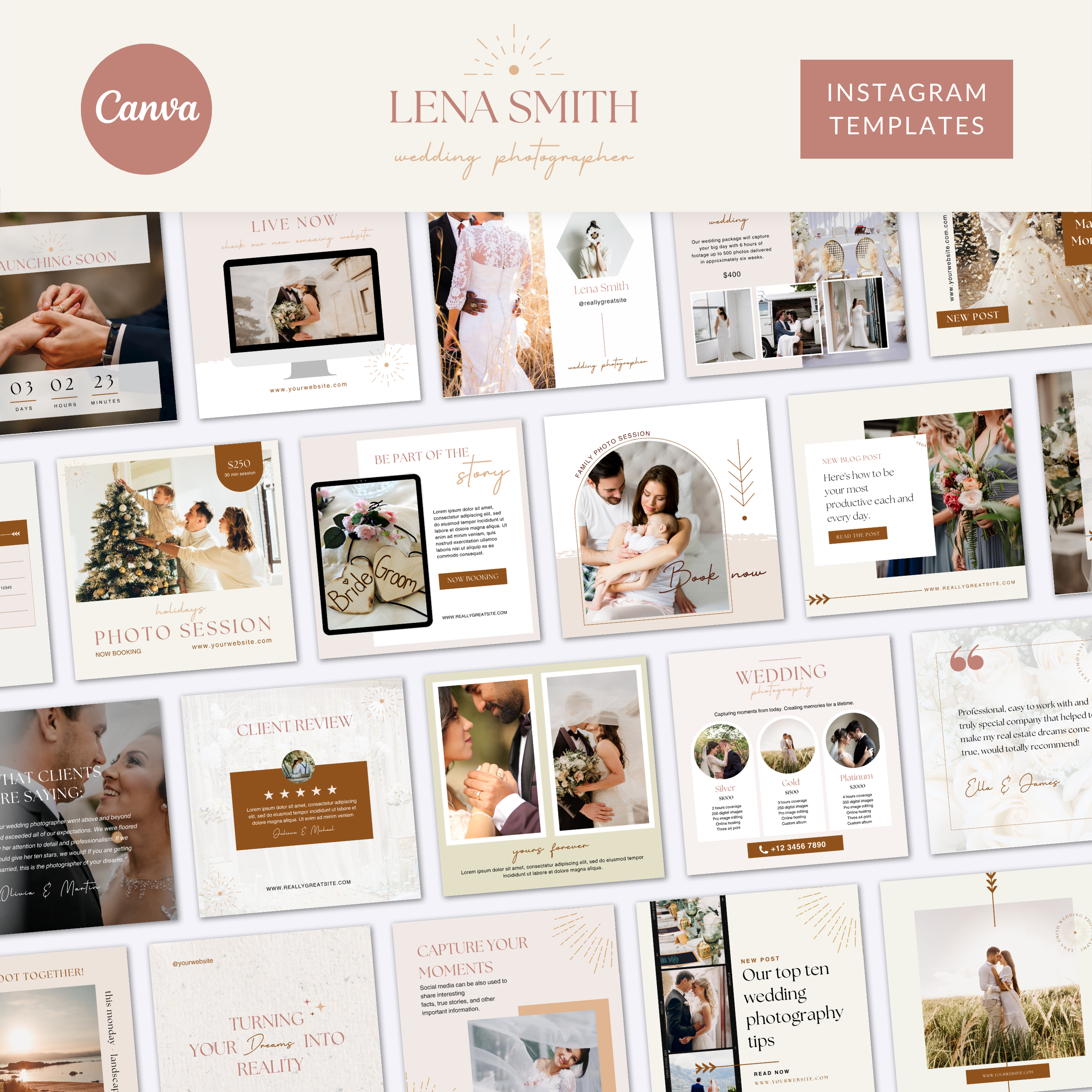 Boho Instagram Templates - Photographer Instagram Posts - Photography Flyers - Canva Instagram Templates - Social Media Posts