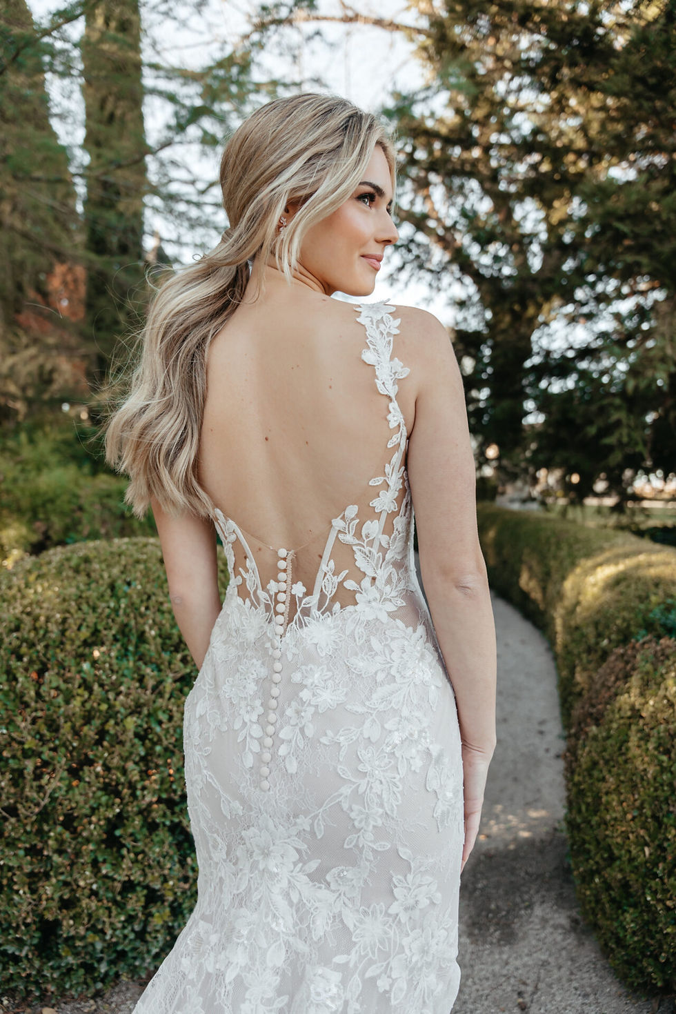 Stella York 7941 wedding gown available in Staffordshire – lace fit-and-flare dress with sparkle tulle and scoop neckline, Wedding Belles Love