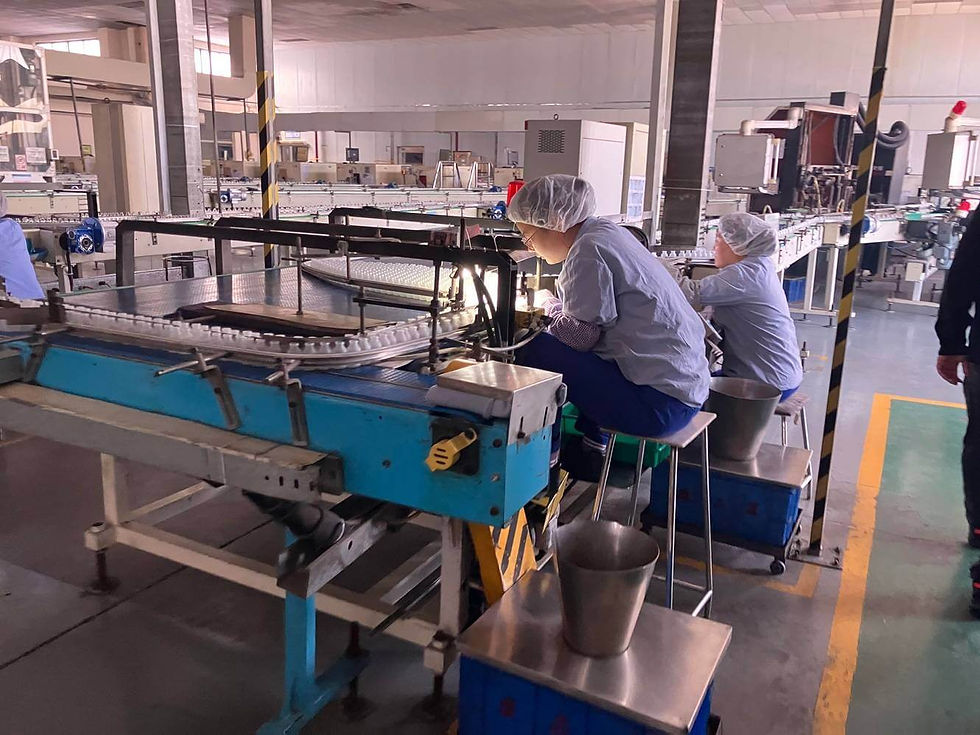 Glass packaging warehouse and quality control inspection area