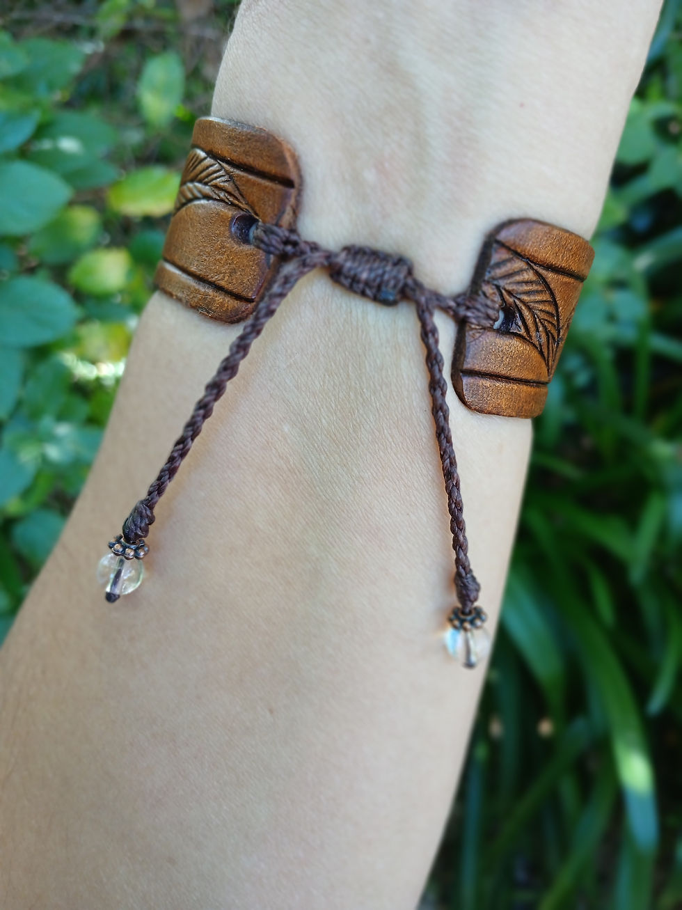 Thumbnail: Gum Leaf and Nut Leather Bracelet