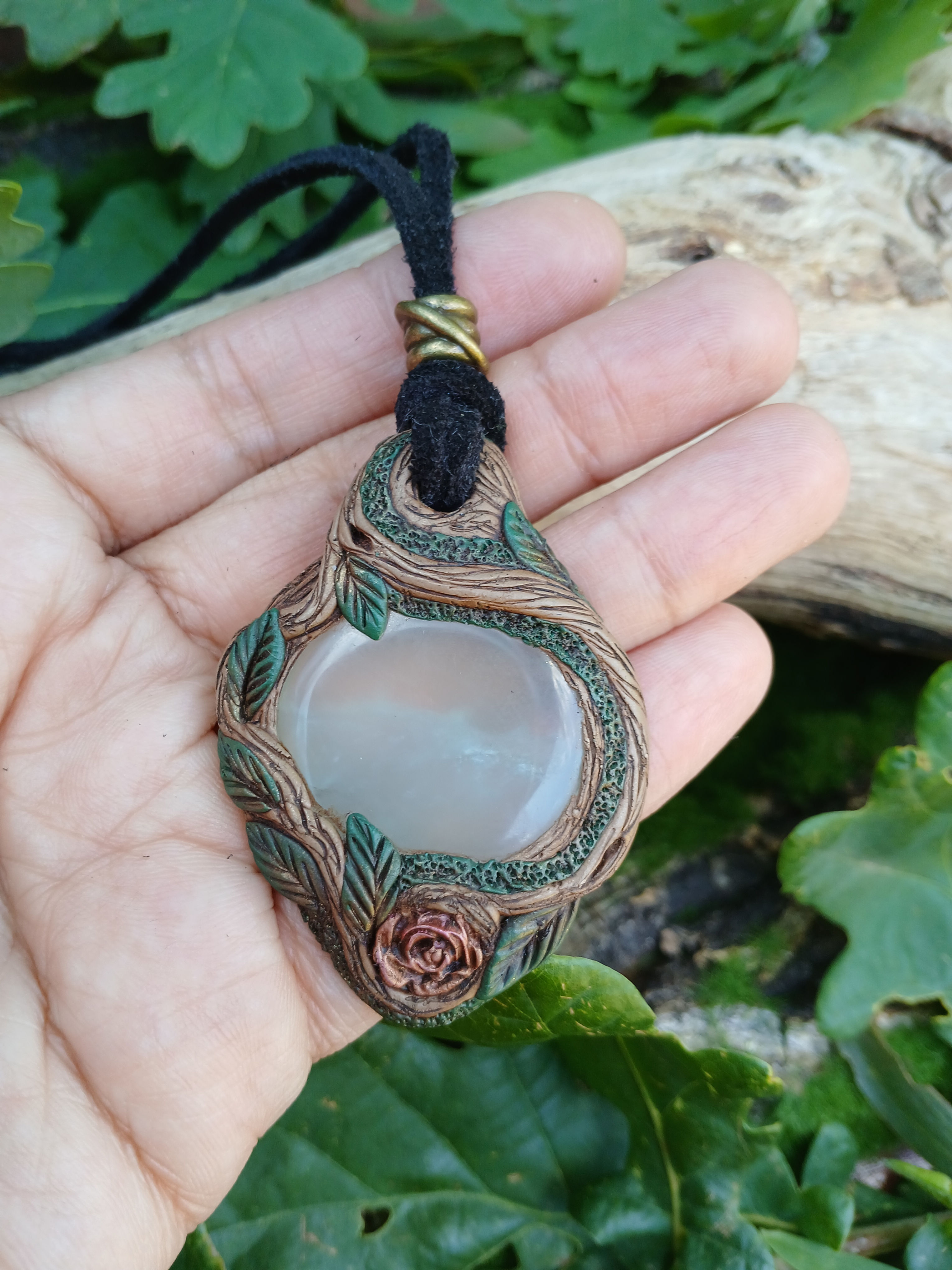 New Jade Necklace with Rose