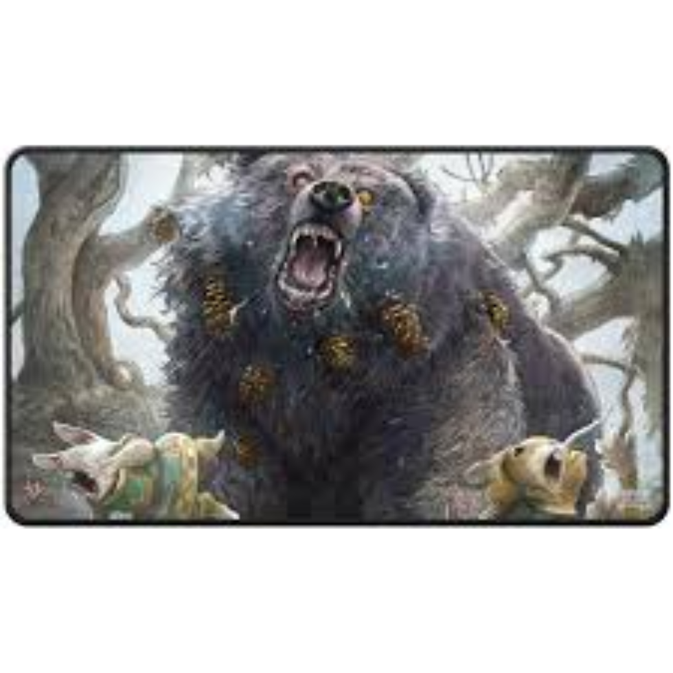 Lumra Bloomburrow playmat fully opened with black stitched edges for Magic The Gathering