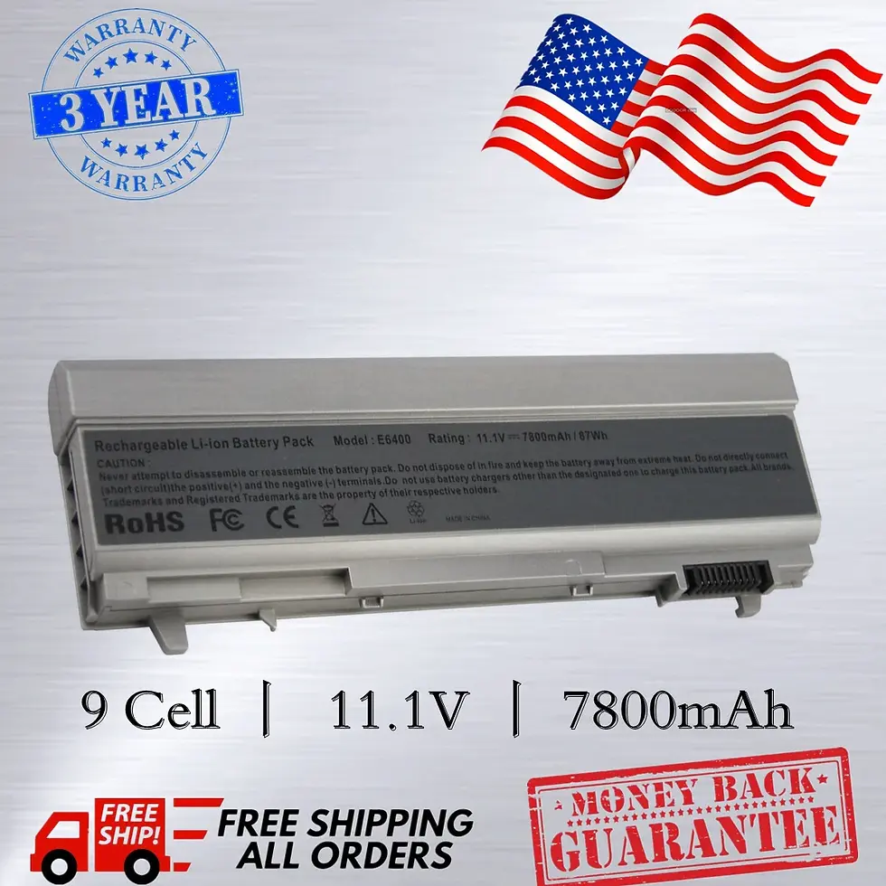 Battery with 9 Cell 11.1V 7800mAh, 3 Year Warranty, Free Shipping, Money Back Guarantee. 9Cell E6400 Battery for Dell Latitude E6410 E6500 E6510 PT434 MP303 4M529 W1193