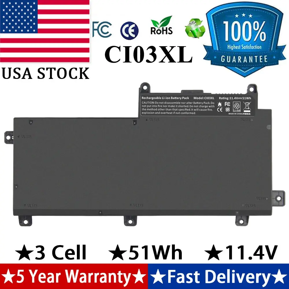 Battery CI03XL USA STOCK 3 Cell 51Wh 11.4V, 5 Year Warranty, Fast Delivery.