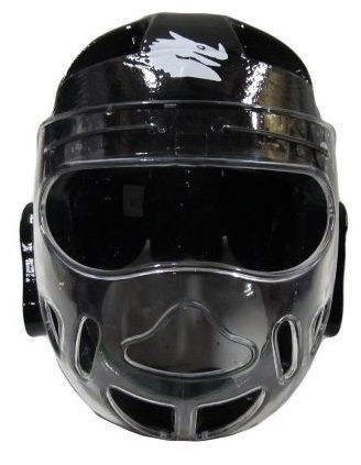 Black headgear with face shield
