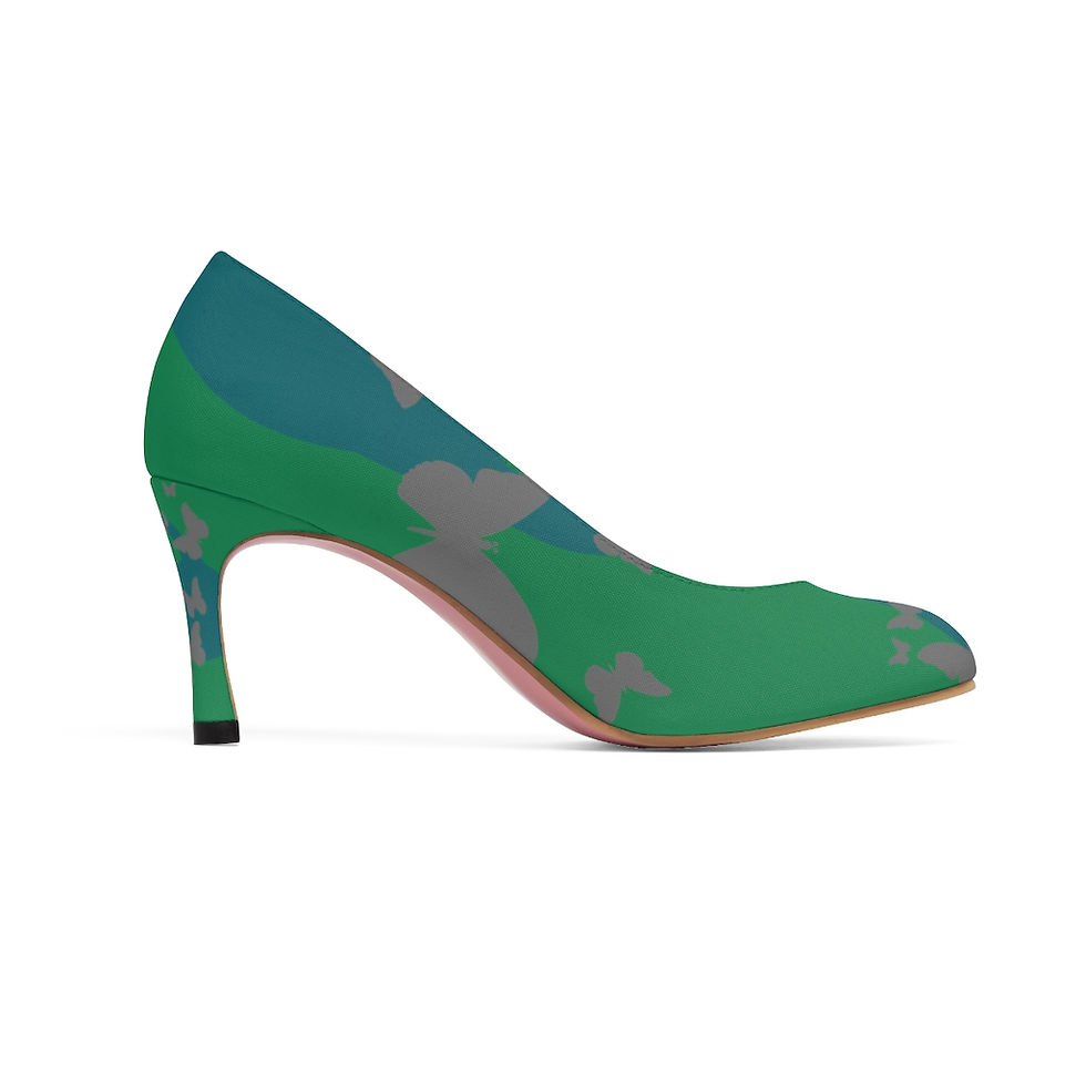 Thumbnail: Kettlebell aquamarine butterfly Women's High Heels - green