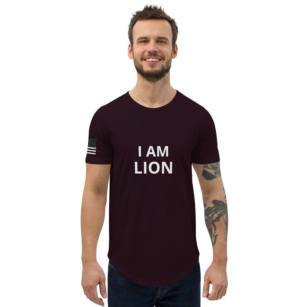 Thumbnail: I am Lion Shield, Men's Curved Hem T-Shirt