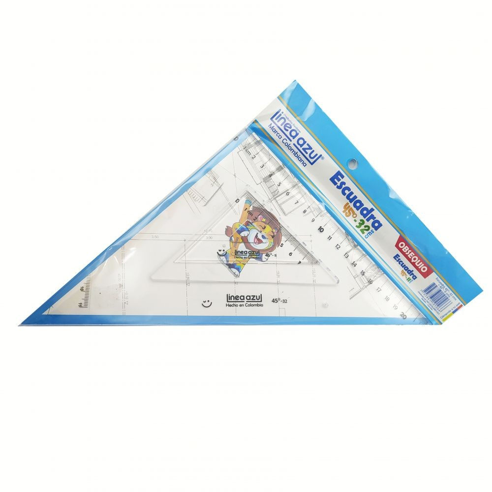 Escuadra Linea Azul 45x32+45x11cm Duo