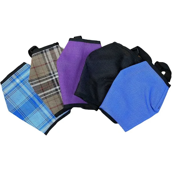 Various colours of fly veils for horses covering eyes