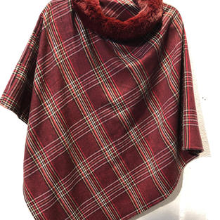 Plaid Fur Collar Poncho $47.50