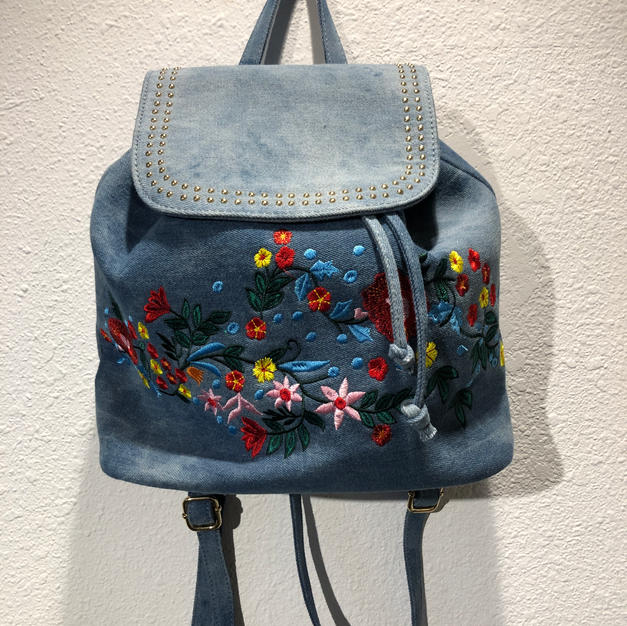 Embroidered Denim Back Pack $41