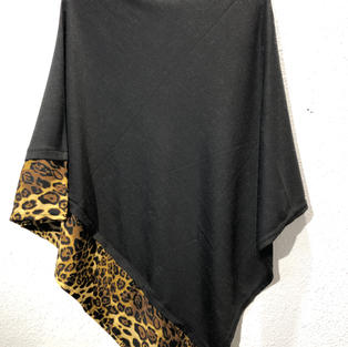 Animal Print Trim Poncho $37.50