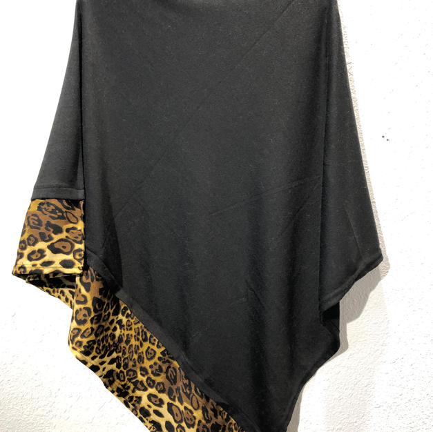 Animal Print Trim Poncho $37.50