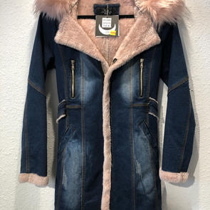 Pink Fur Lined Denim Coat $68