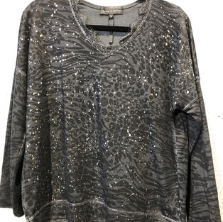 Charcoal Metallic Animal Print Top $65.5