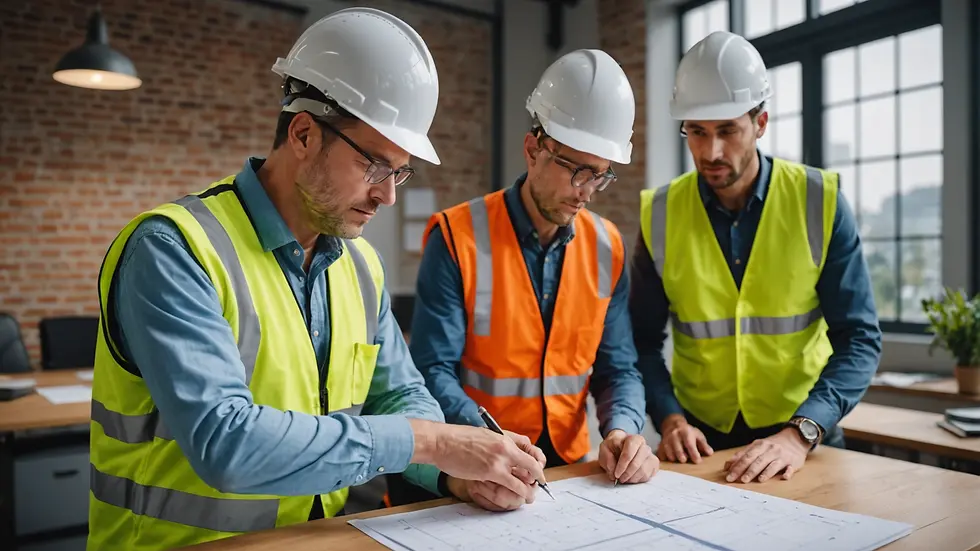 Civil contractor discussing plans with clients