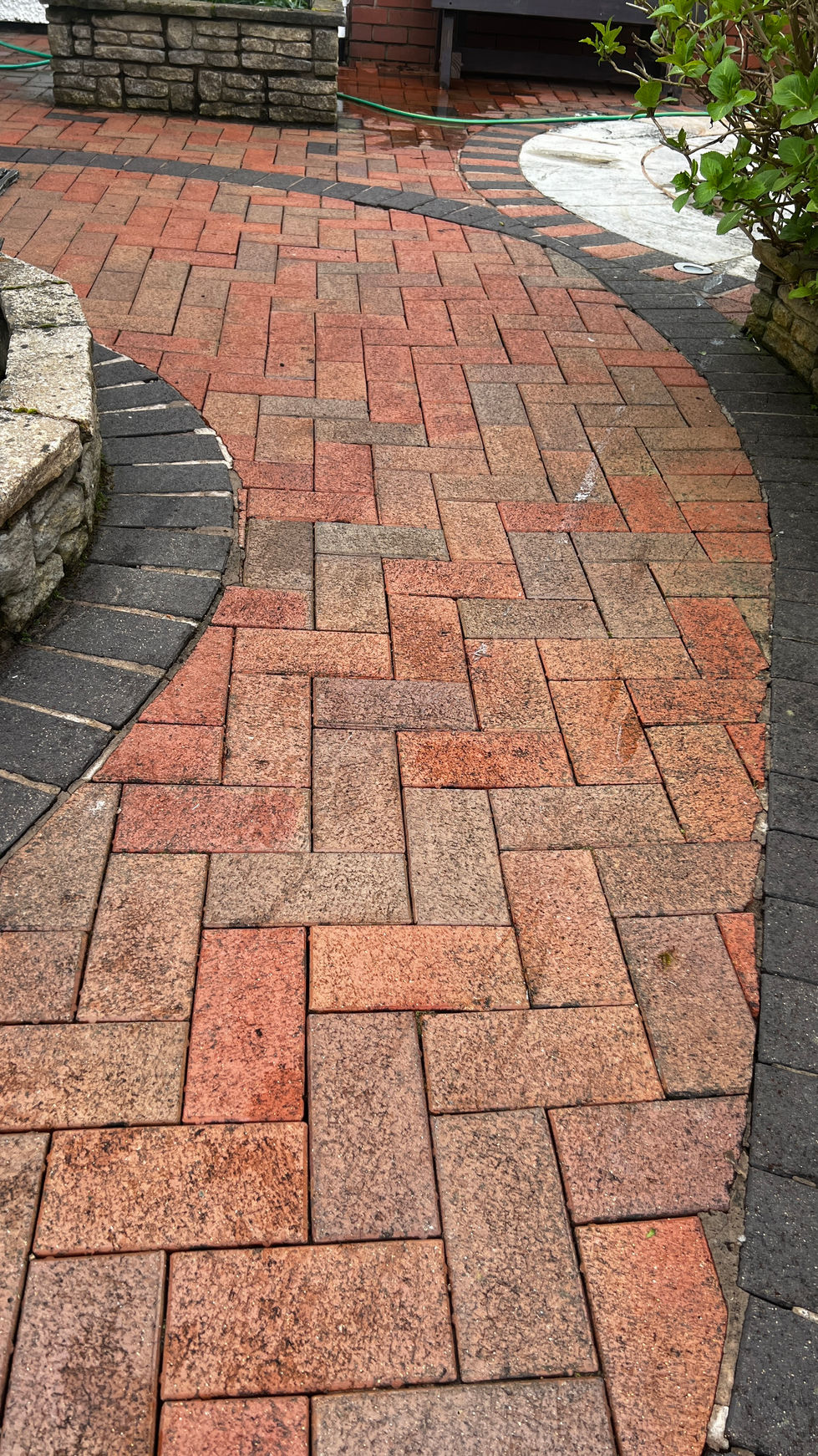 Final block paving cleaning results before re-sanding