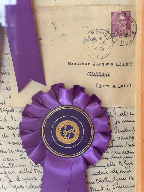 Thumbnail: Vintage Pony Club Rosettes mounted on Antique French Love Letters