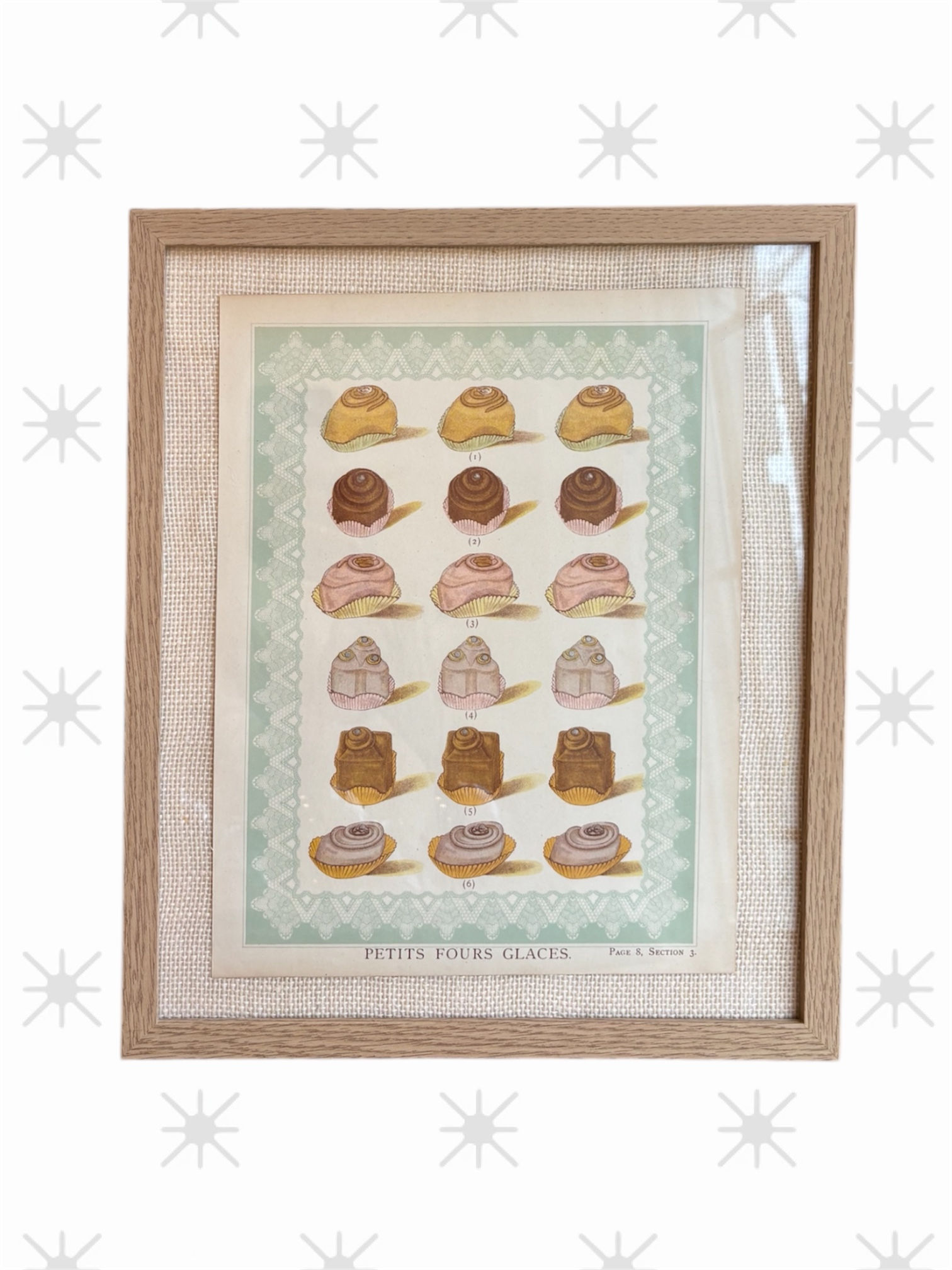 Antique Petits Fours Illustration Metallic Finish Framed