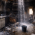 Water Damage in residential property that occurs with fire