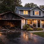 home with partial fire damage