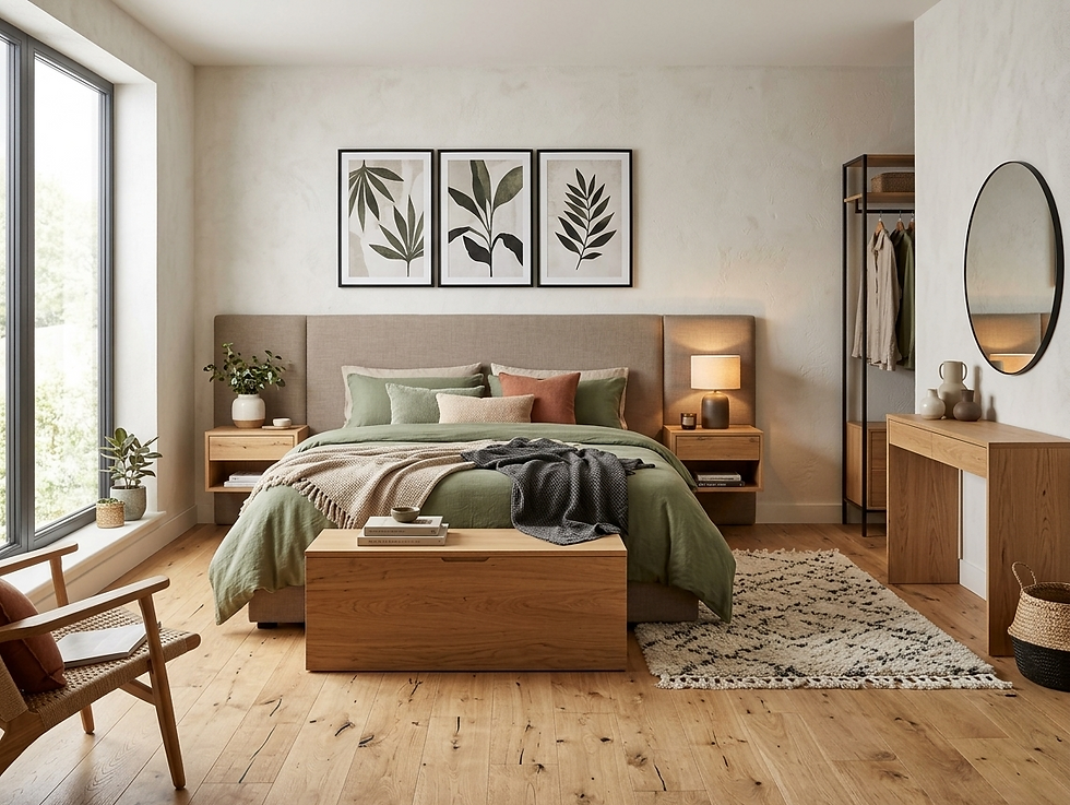 Eiche Parkett in einem ruhigen Schlafzimmer