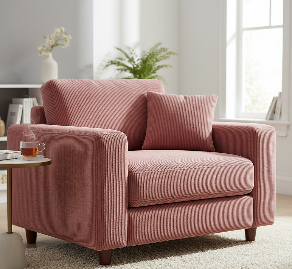 Altrosa Cord Sessel im modernen Cord Stoff.
