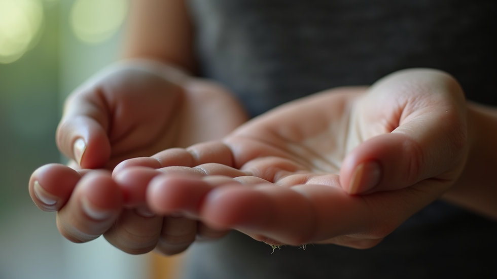 Close-up view of a person tapping on their hand as part of Emotional Freedom Techniques