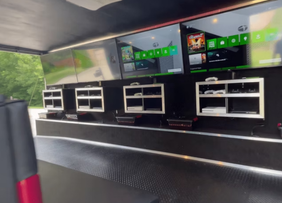 Seven 55" TVs, up to 24 players!