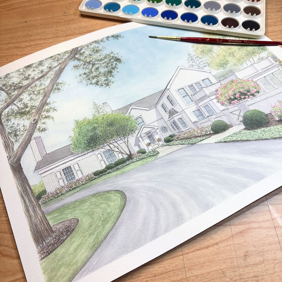 hand-painted watercolor house portrait