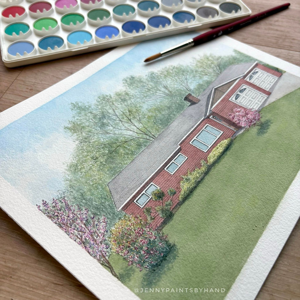 watercolor house portrait