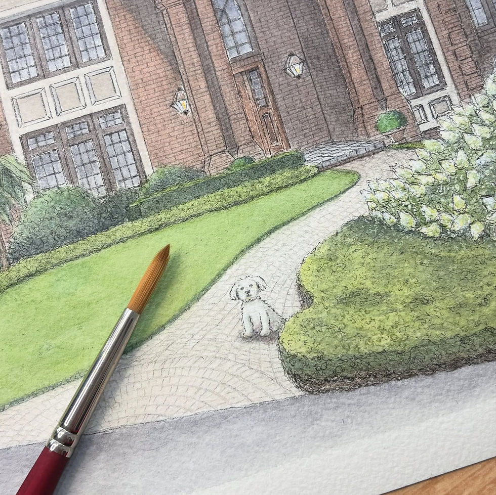 hand-painted watercolor house portrait