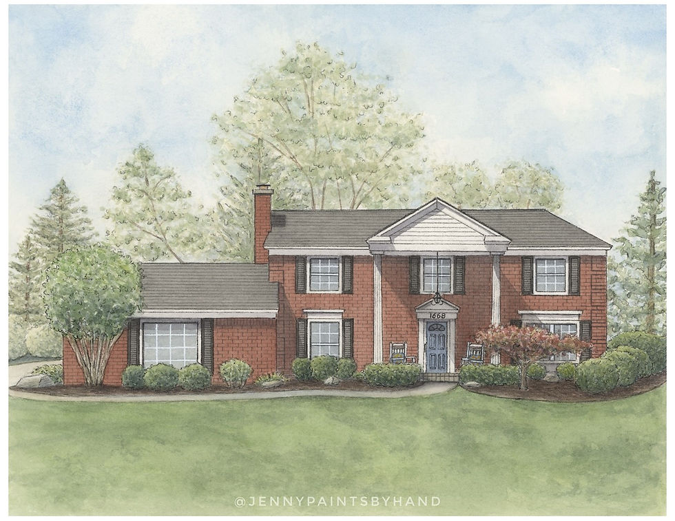hand-painted watercolor house portrait