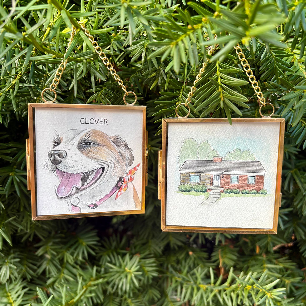 hand-painted pet or house portrait christmas ornament