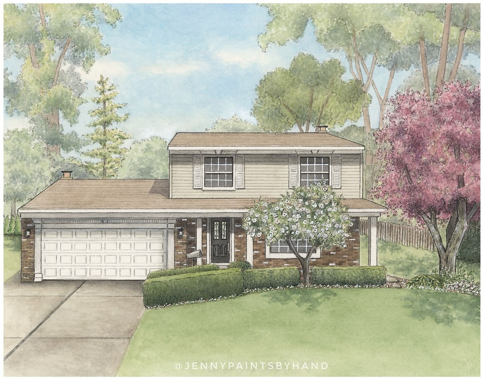 watercolor house portrait painting