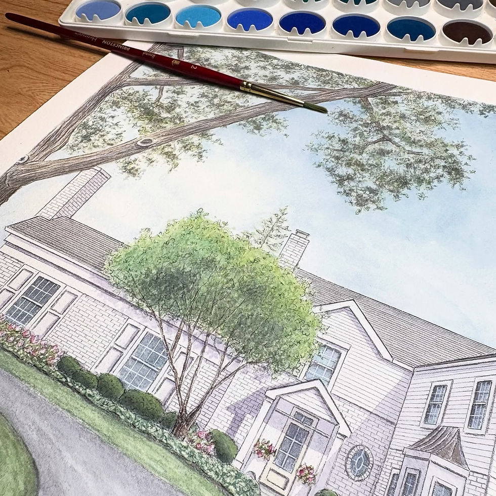 hand-painted watercolor house portrait