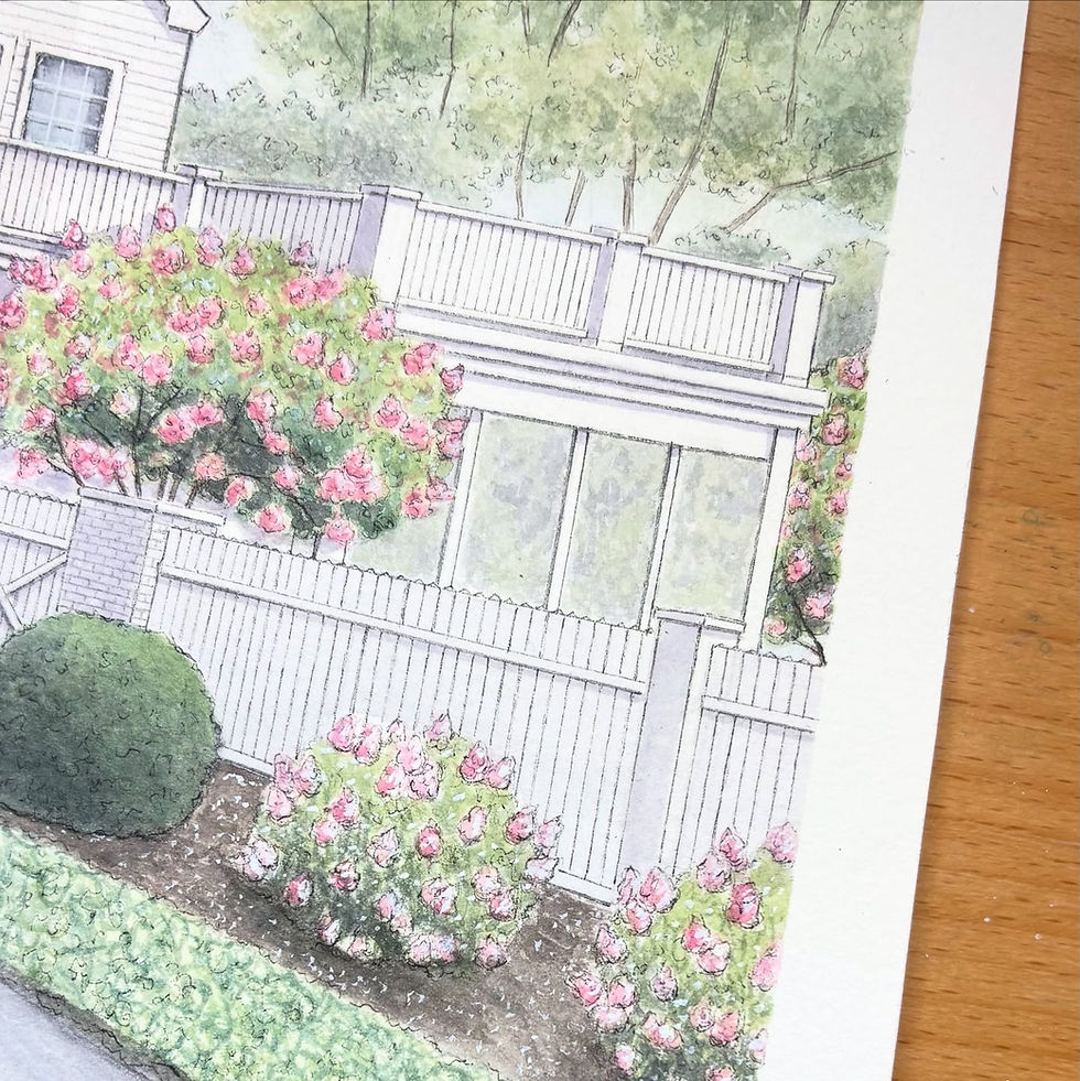 hand-painted watercolor house portrait