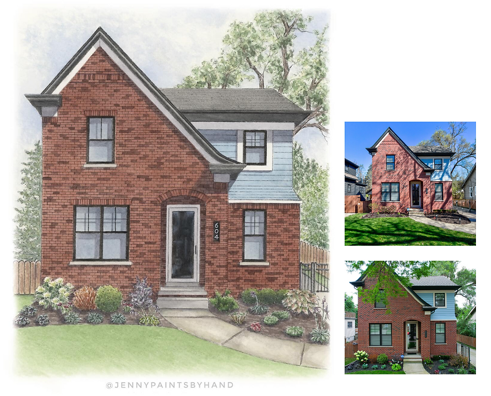 Watercolor House Portrait in Ferndale, Michigan
