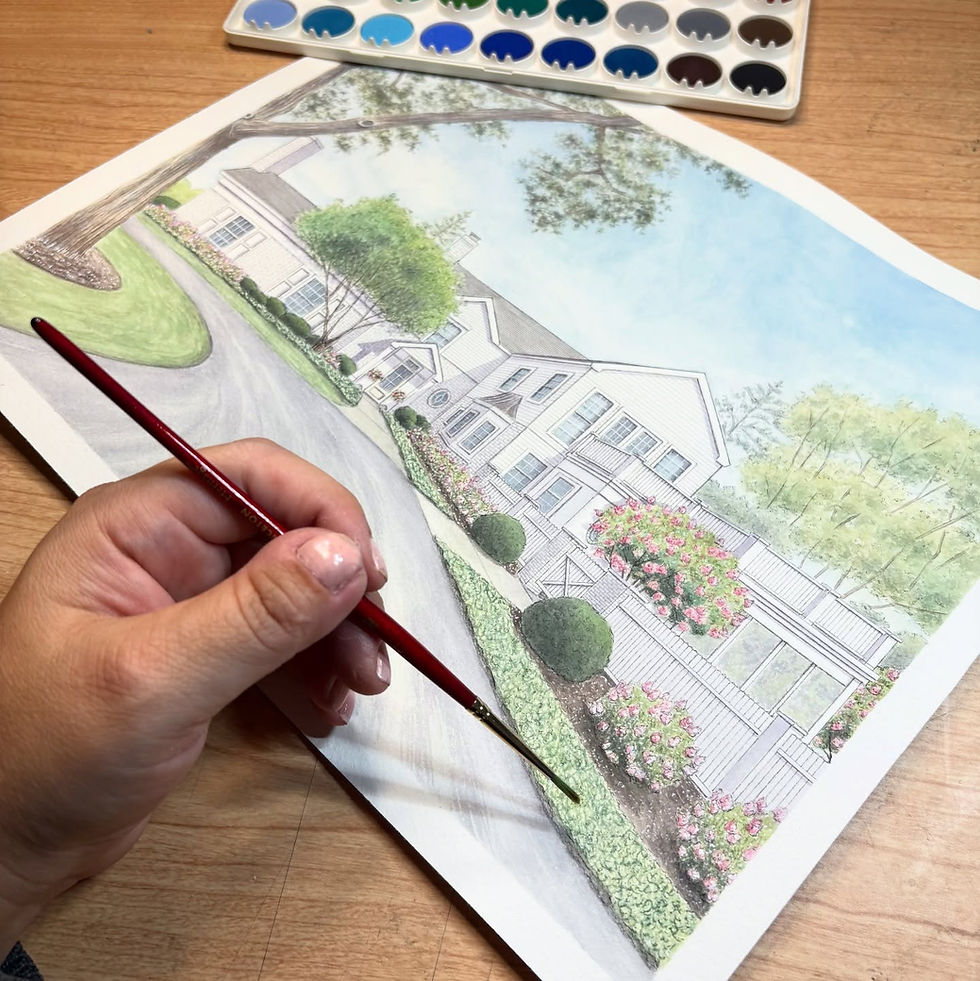 hand-painted watercolor house portrait