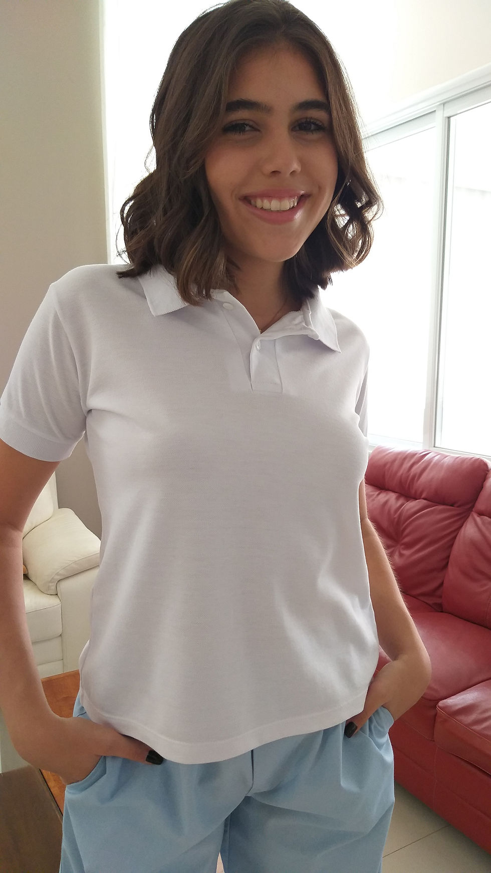 Miniatura: Polo Lisa Feminina babylook