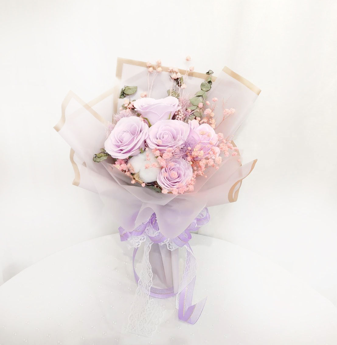 The Flower乾燥花束 紫色甦醒玫瑰香皂花束(贈禮物提袋)/全台宅配