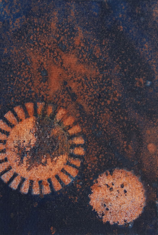 SAM_1049 Gestirne Cyanotypie Fotogramm mit Modern Option Rost Patina 17.5x10.5cm 2023.jpg
