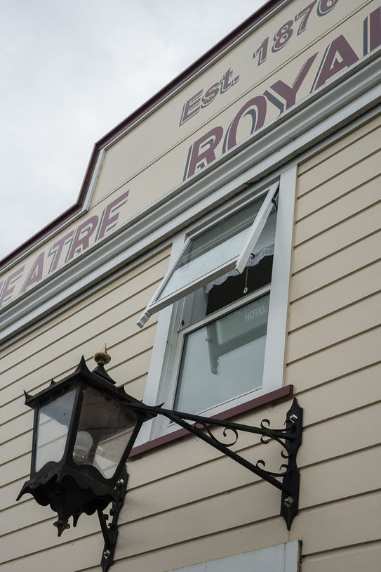 Heritage timber window on Theatre Royal building, restoration by Sotherans West Coast.