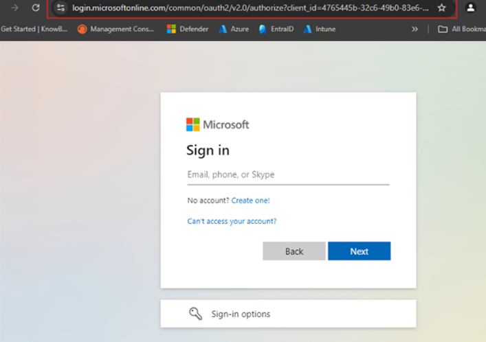 Microsoft sign-in page: Email, phone, or Skype