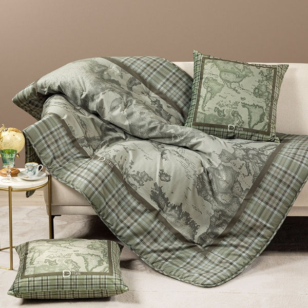 Plaid 130X170 Geo Tartan Green in Raso di cotone
